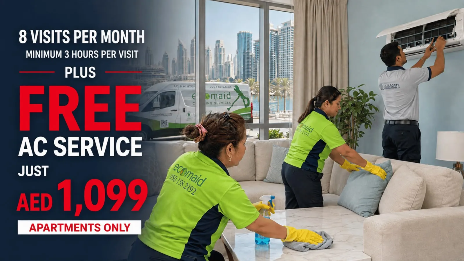 Book 8 Cleaning Visits, Get Free AC Filter Cleaning